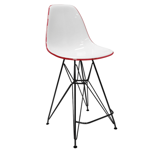 Cresco Modern Acrylic Barstool in Chrome Base for Kitchen and Dining Room