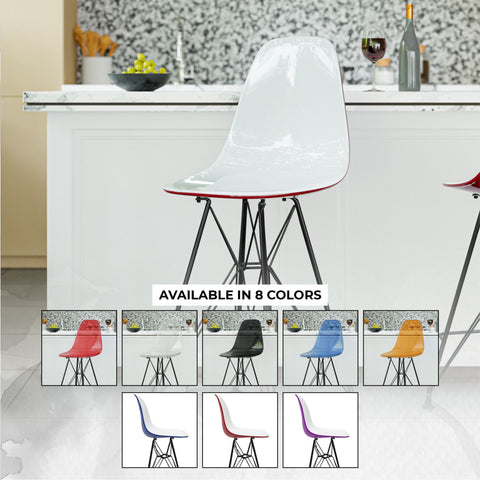 Cresco Modern Acrylic Barstool in Chrome Base for Kitchen and Dining Room