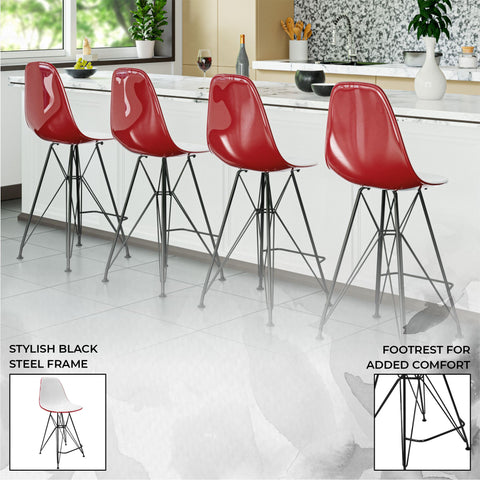 Cresco Modern Acrylic Barstool in Chrome Base for Kitchen and Dining Room