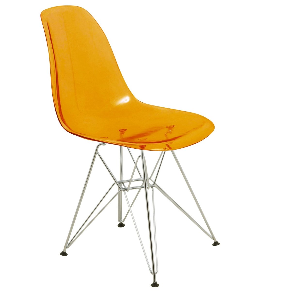 Cresco Modern Dining Side Chair in Curved Back Design with Multiple Base Options: Wood, Acrylic, Chrome & Gold Eiffel Design