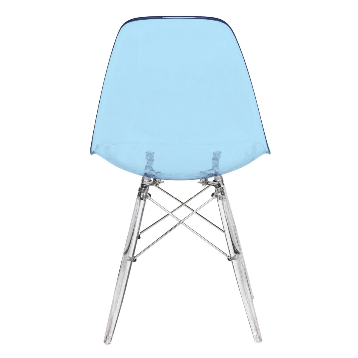 Cresco Modern Dining Side Chair in Curved Back Design with Multiple Base Options: Wood, Acrylic, Chrome & Gold Eiffel Design