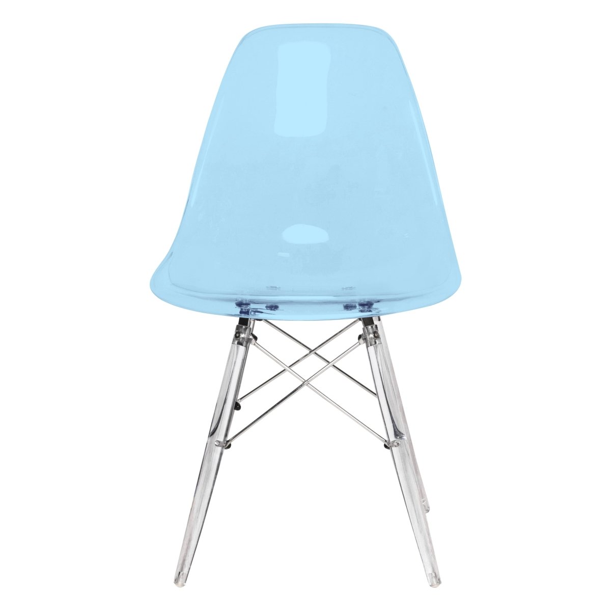 Cresco Modern Dining Side Chair in Curved Back Design with Multiple Base Options: Wood, Acrylic, Chrome & Gold Eiffel Design