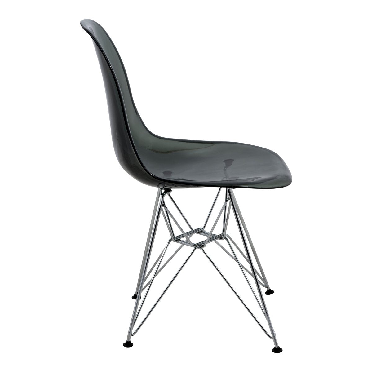 Cresco Modern Dining Side Chair in Curved Back Design with Multiple Base Options: Wood, Acrylic, Chrome & Gold Eiffel Design