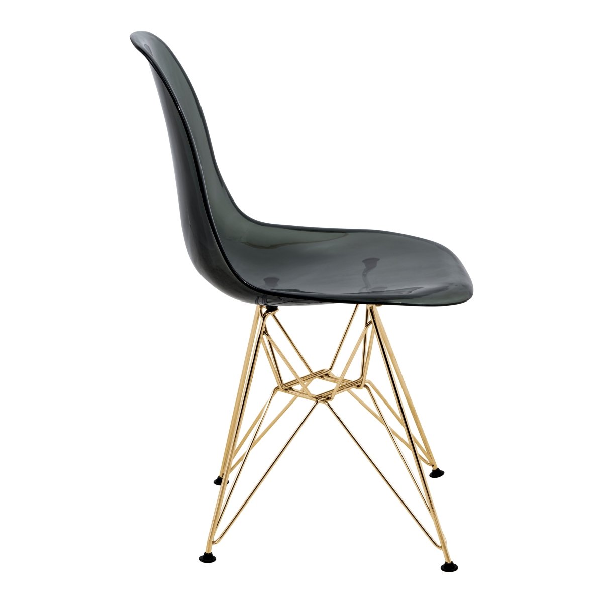 Cresco Modern Dining Side Chair in Curved Back Design with Multiple Base Options: Wood, Acrylic, Chrome & Gold Eiffel Design
