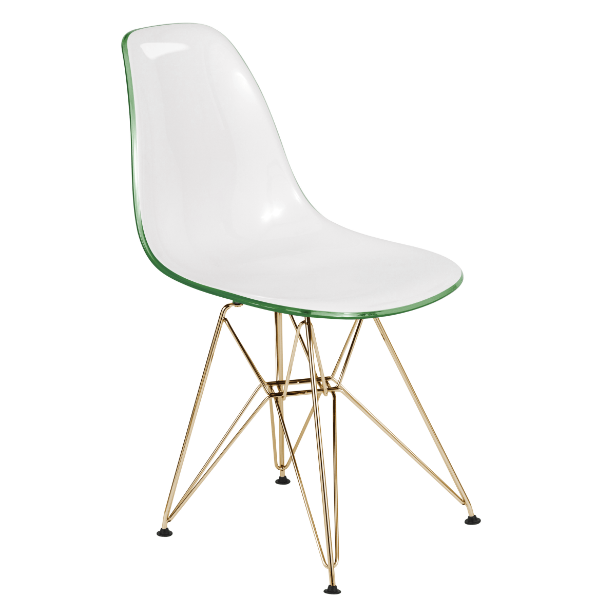 Cresco Modern Dining Side Chair in Curved Back Design with Multiple Base Options: Wood, Acrylic, Chrome & Gold Eiffel Design