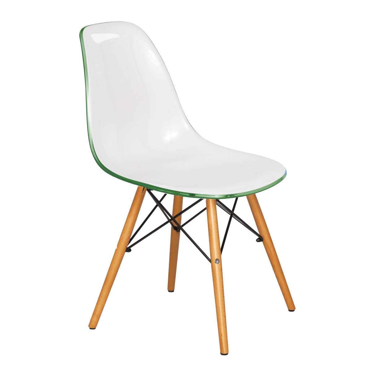 Cresco Modern Dining Side Chair in Curved Back Design with Multiple Base Options: Wood, Acrylic, Chrome & Gold Eiffel Design