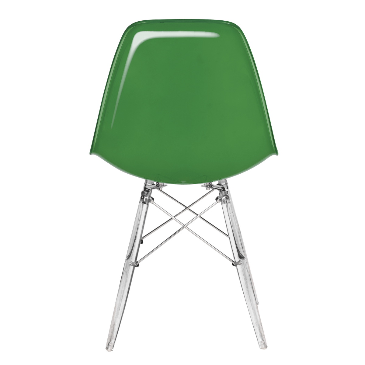 Cresco Modern Dining Side Chair in Curved Back Design with Multiple Base Options: Wood, Acrylic, Chrome & Gold Eiffel Design