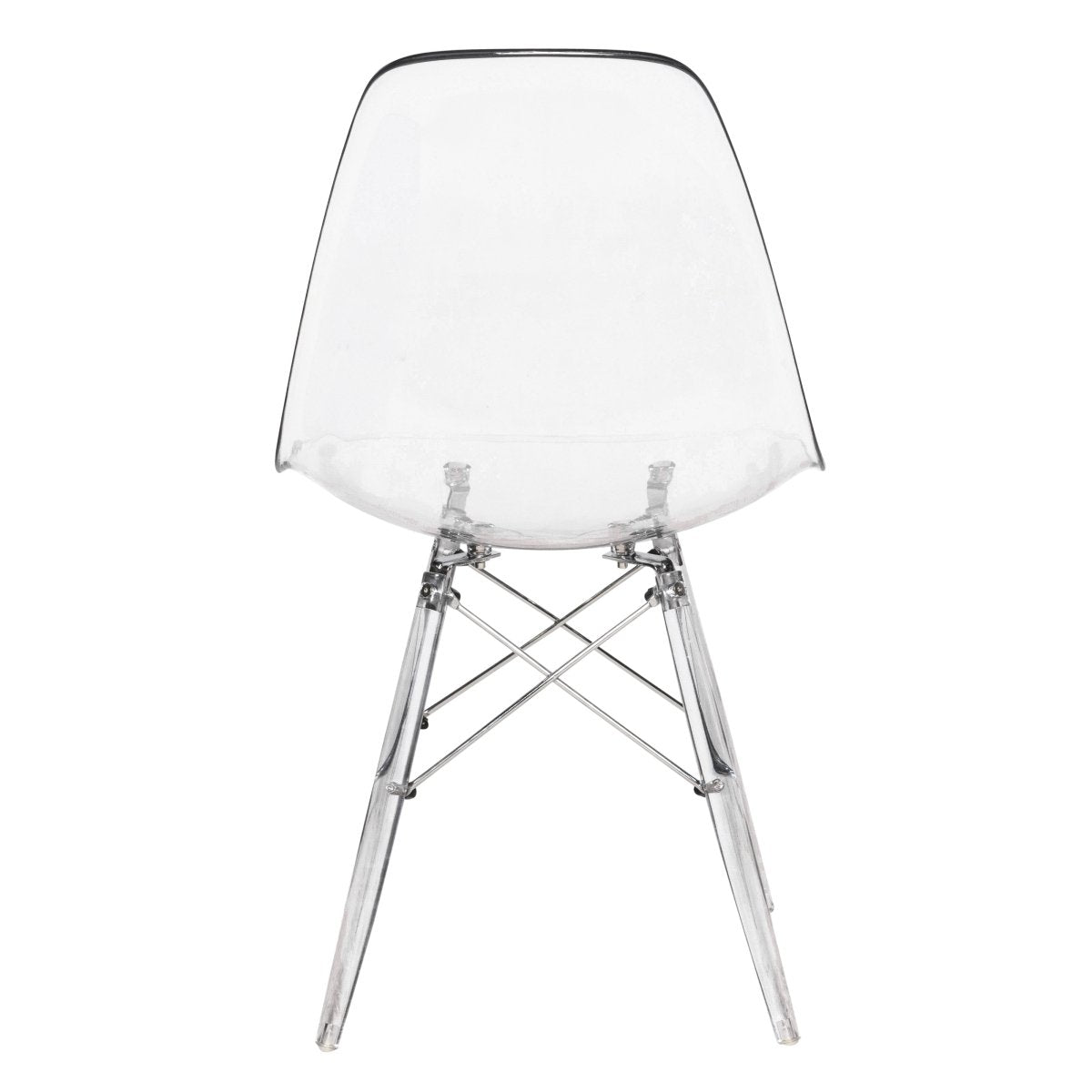 Cresco Modern Dining Side Chair in Curved Back Design with Multiple Base Options: Wood, Acrylic, Chrome & Gold Eiffel Design