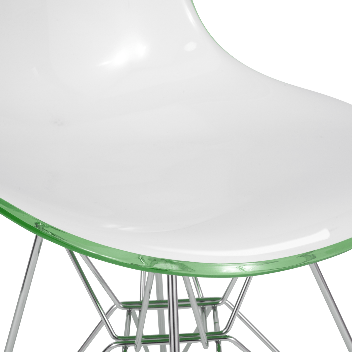 Cresco Modern Dining Side Chair in Curved Back Design with Multiple Base Options: Wood, Acrylic, Chrome & Gold Eiffel Design
