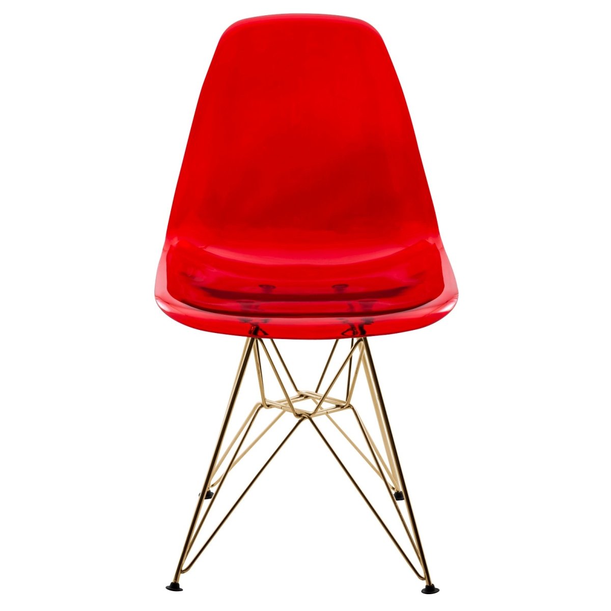 Cresco Modern Dining Side Chair in Curved Back Design with Multiple Base Options: Wood, Acrylic, Chrome & Gold Eiffel Design