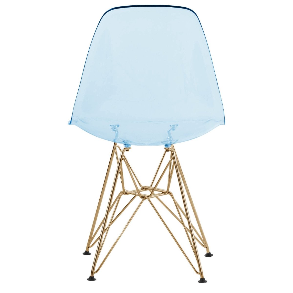 Cresco Modern Dining Side Chair in Curved Back Design with Multiple Base Options: Wood, Acrylic, Chrome & Gold Eiffel Design