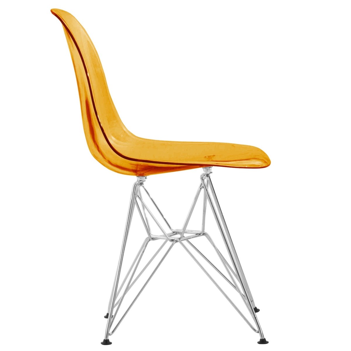 Cresco Modern Dining Side Chair in Curved Back Design with Multiple Base Options: Wood, Acrylic, Chrome & Gold Eiffel Design
