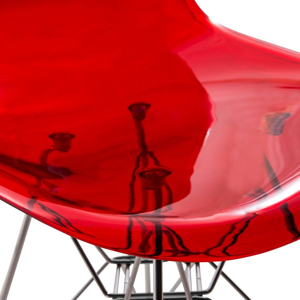 Cresco Modern Dining Side Chair in Curved Back Design with Multiple Base Options: Wood, Acrylic, Chrome & Gold Eiffel Design