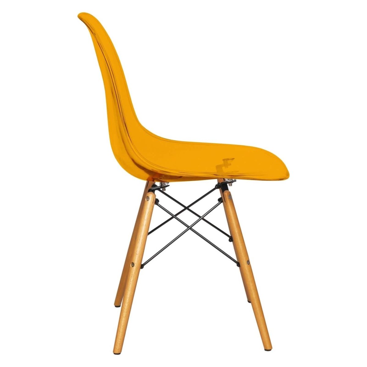 Cresco Modern Dining Side Chair in Curved Back Design with Multiple Base Options: Wood, Acrylic, Chrome & Gold Eiffel Design