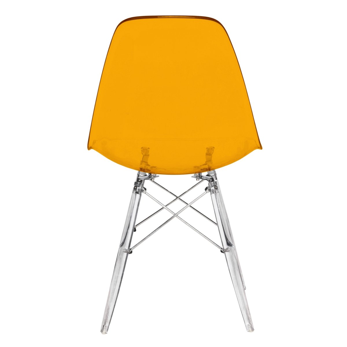 Cresco Modern Dining Side Chair in Curved Back Design with Multiple Base Options: Wood, Acrylic, Chrome & Gold Eiffel Design