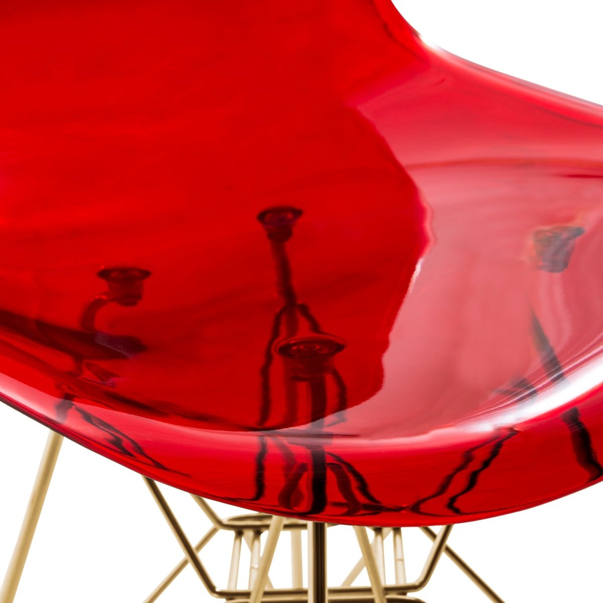 Cresco Modern Dining Side Chair in Curved Back Design with Multiple Base Options: Wood, Acrylic, Chrome & Gold Eiffel Design