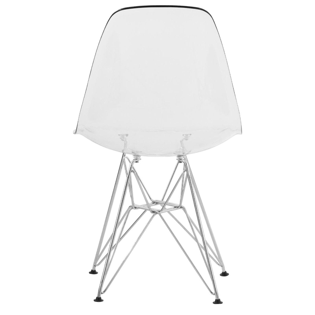 Cresco Modern Dining Side Chair in Curved Back Design with Multiple Base Options: Wood, Acrylic, Chrome & Gold Eiffel Design