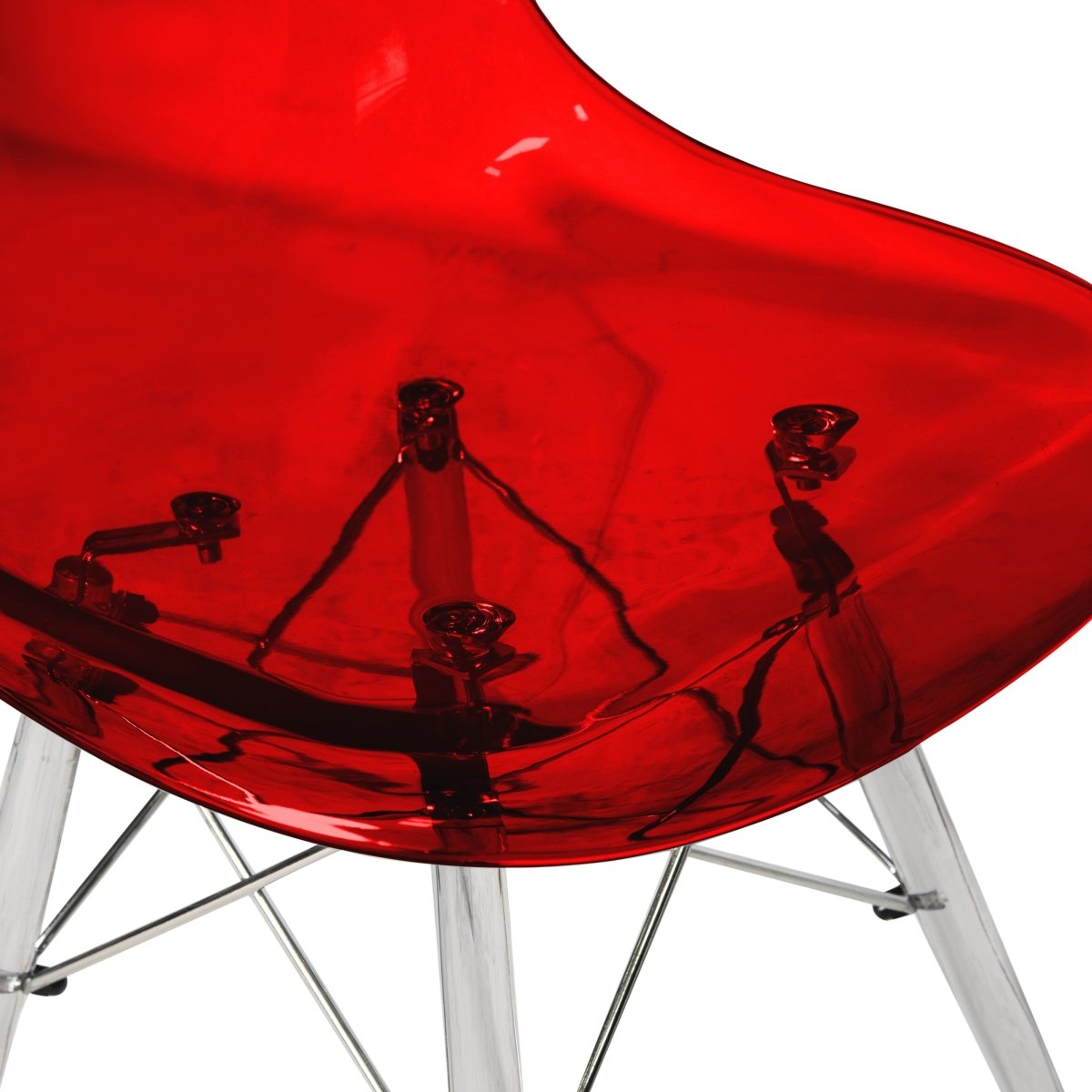 Cresco Modern Dining Side Chair in Curved Back Design with Multiple Base Options: Wood, Acrylic, Chrome & Gold Eiffel Design