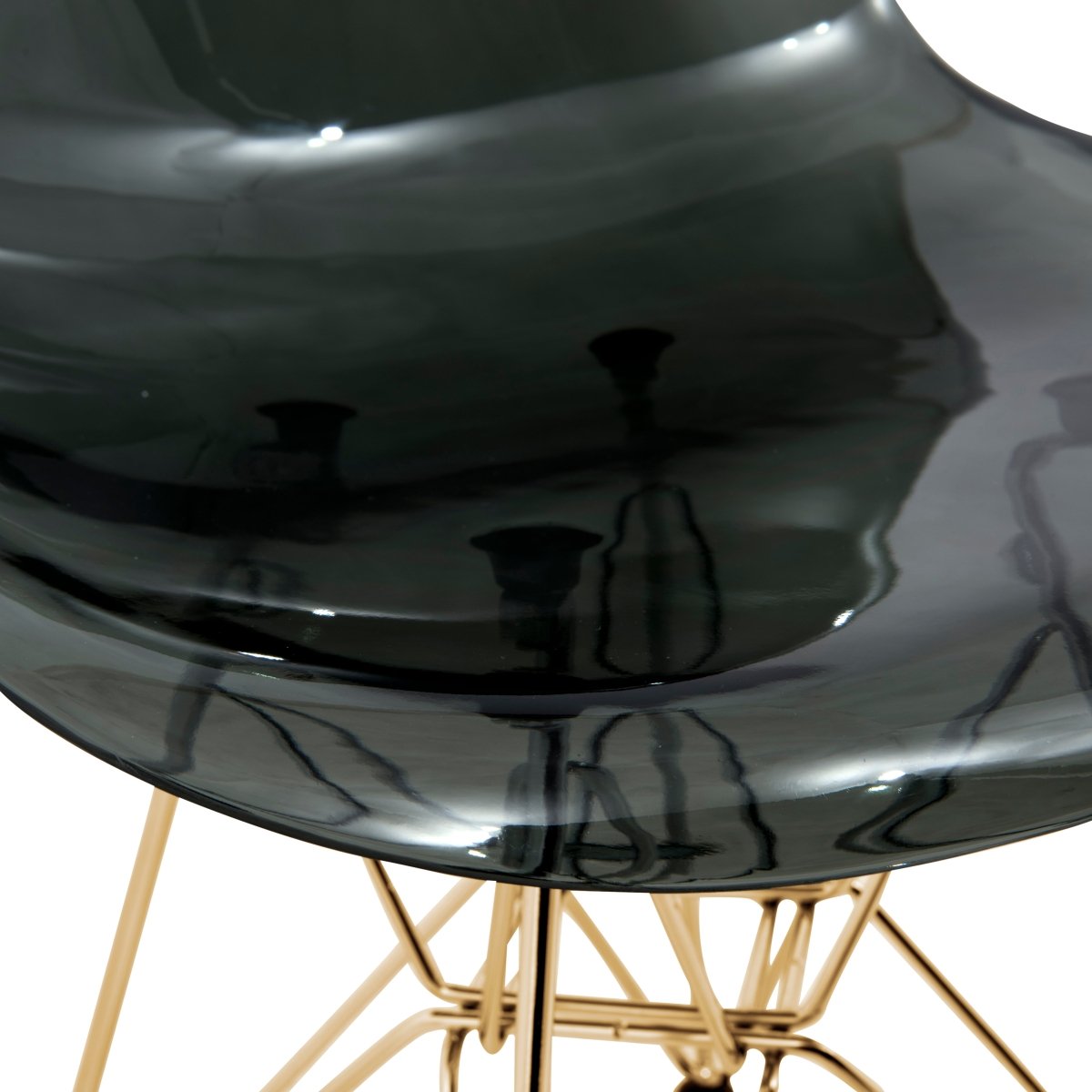 Cresco Modern Dining Side Chair in Curved Back Design with Multiple Base Options: Wood, Acrylic, Chrome & Gold Eiffel Design