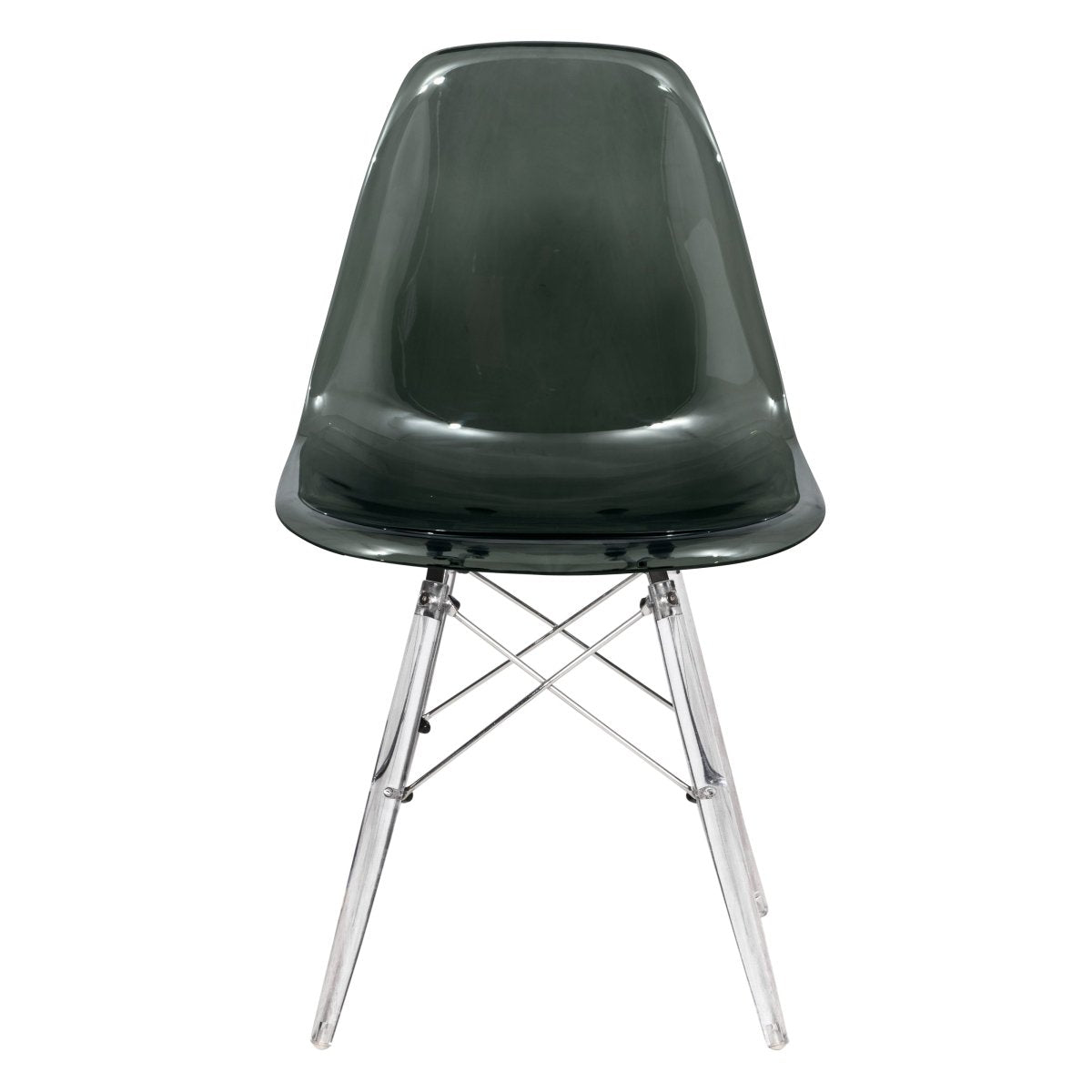 Cresco Modern Dining Side Chair in Curved Back Design with Multiple Base Options: Wood, Acrylic, Chrome & Gold Eiffel Design