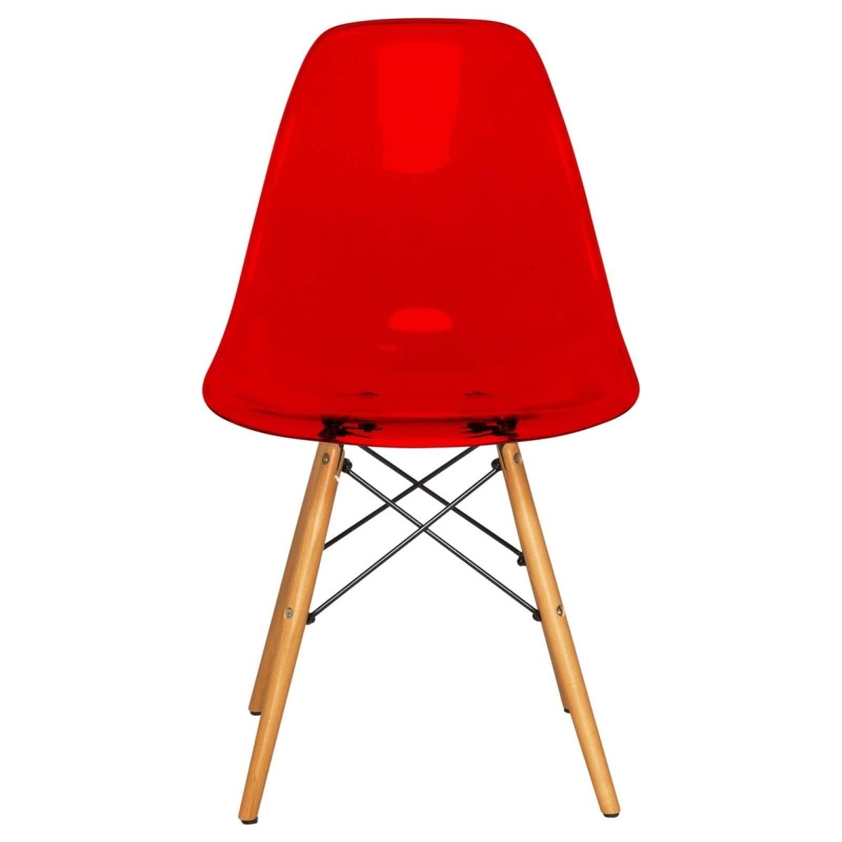 Cresco Modern Dining Side Chair in Curved Back Design with Multiple Base Options: Wood, Acrylic, Chrome & Gold Eiffel Design