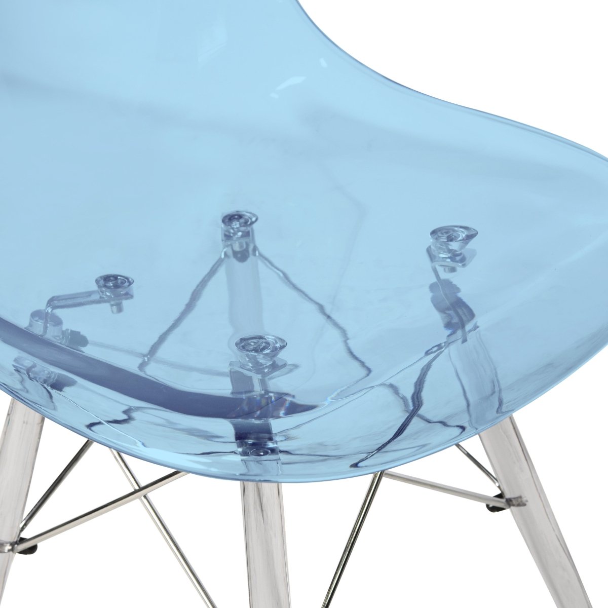Cresco Modern Dining Side Chair in Curved Back Design with Multiple Base Options: Wood, Acrylic, Chrome & Gold Eiffel Design