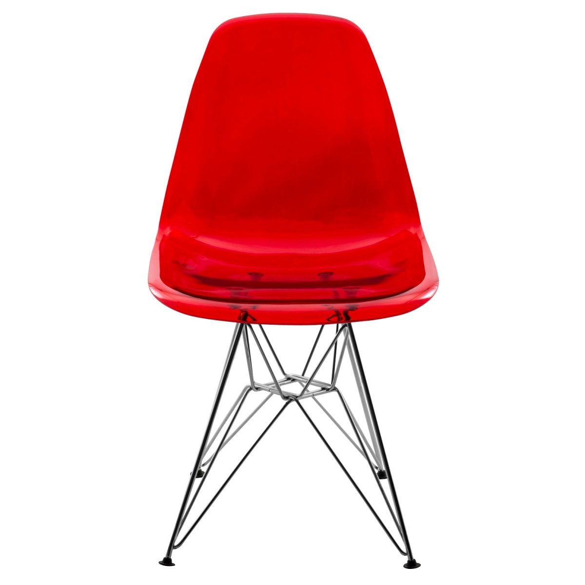Cresco Modern Dining Side Chair in Curved Back Design with Multiple Base Options: Wood, Acrylic, Chrome & Gold Eiffel Design