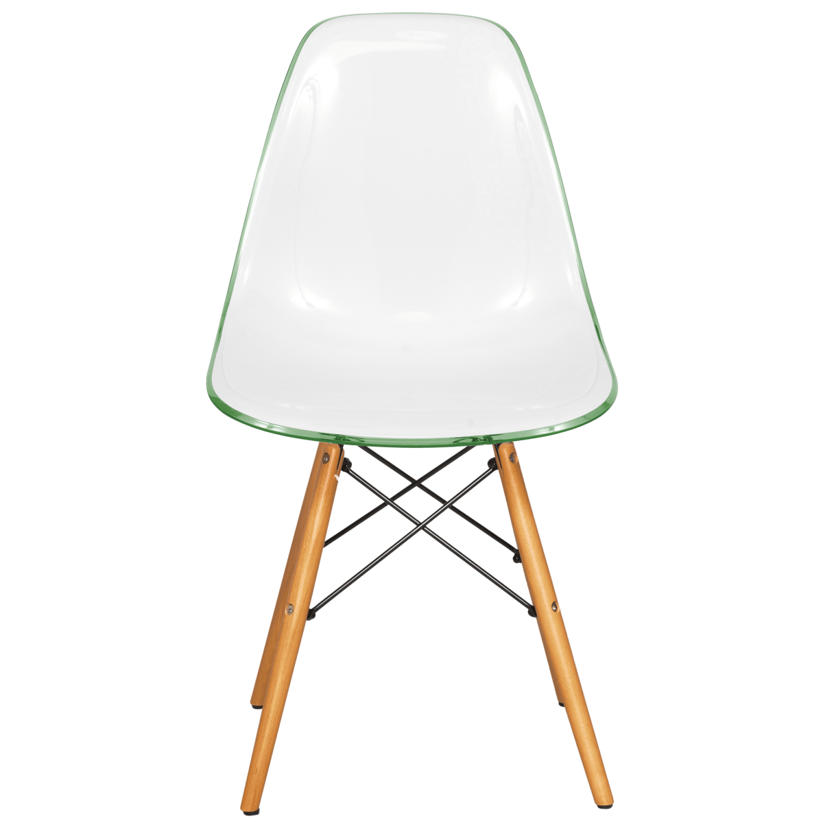 Cresco Modern Dining Side Chair in Curved Back Design with Multiple Base Options: Wood, Acrylic, Chrome & Gold Eiffel Design