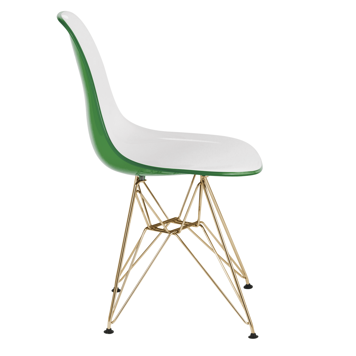 Cresco Modern Dining Side Chair in Curved Back Design with Multiple Base Options: Wood, Acrylic, Chrome & Gold Eiffel Design