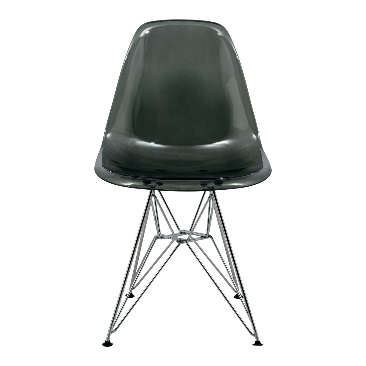 Cresco Modern Dining Side Chair in Curved Back Design with Multiple Base Options: Wood, Acrylic, Chrome & Gold Eiffel Design