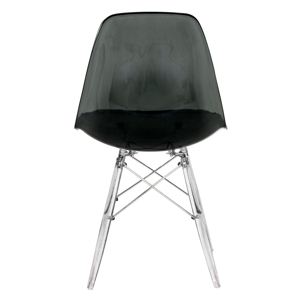 Cresco Modern Dining Side Chair in Curved Back Design with Multiple Base Options: Wood, Acrylic, Chrome & Gold Eiffel Design