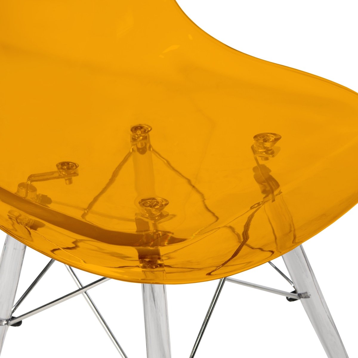 Cresco Modern Dining Side Chair in Curved Back Design with Multiple Base Options: Wood, Acrylic, Chrome & Gold Eiffel Design