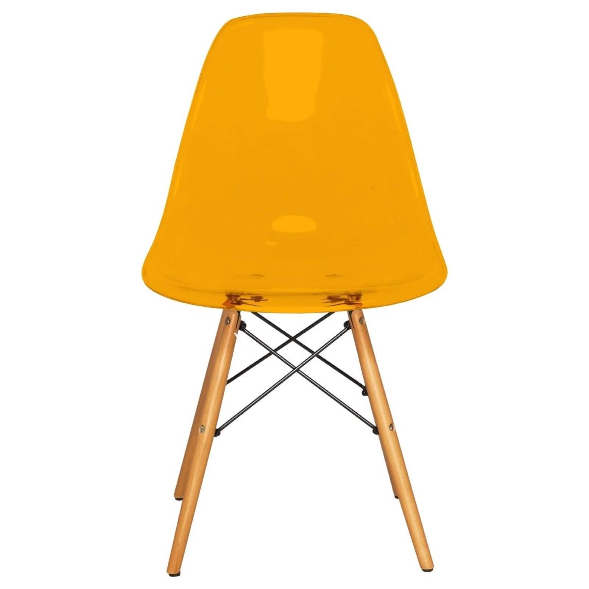 Cresco Modern Dining Side Chair in Curved Back Design with Multiple Base Options: Wood, Acrylic, Chrome & Gold Eiffel Design