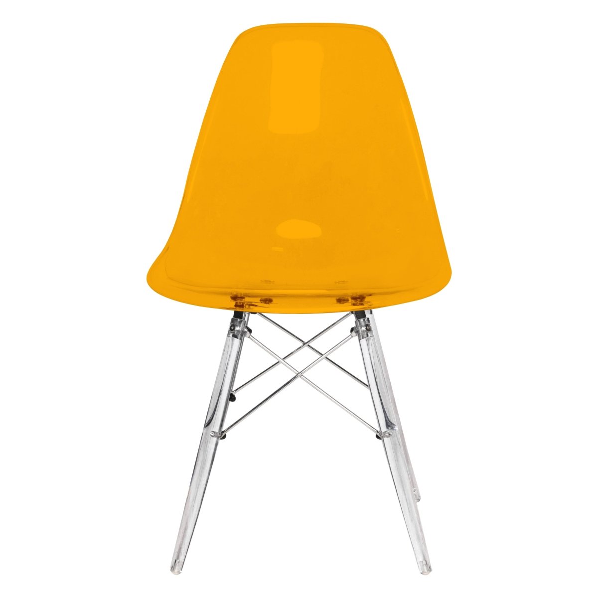 Cresco Modern Dining Side Chair in Curved Back Design with Multiple Base Options: Wood, Acrylic, Chrome & Gold Eiffel Design