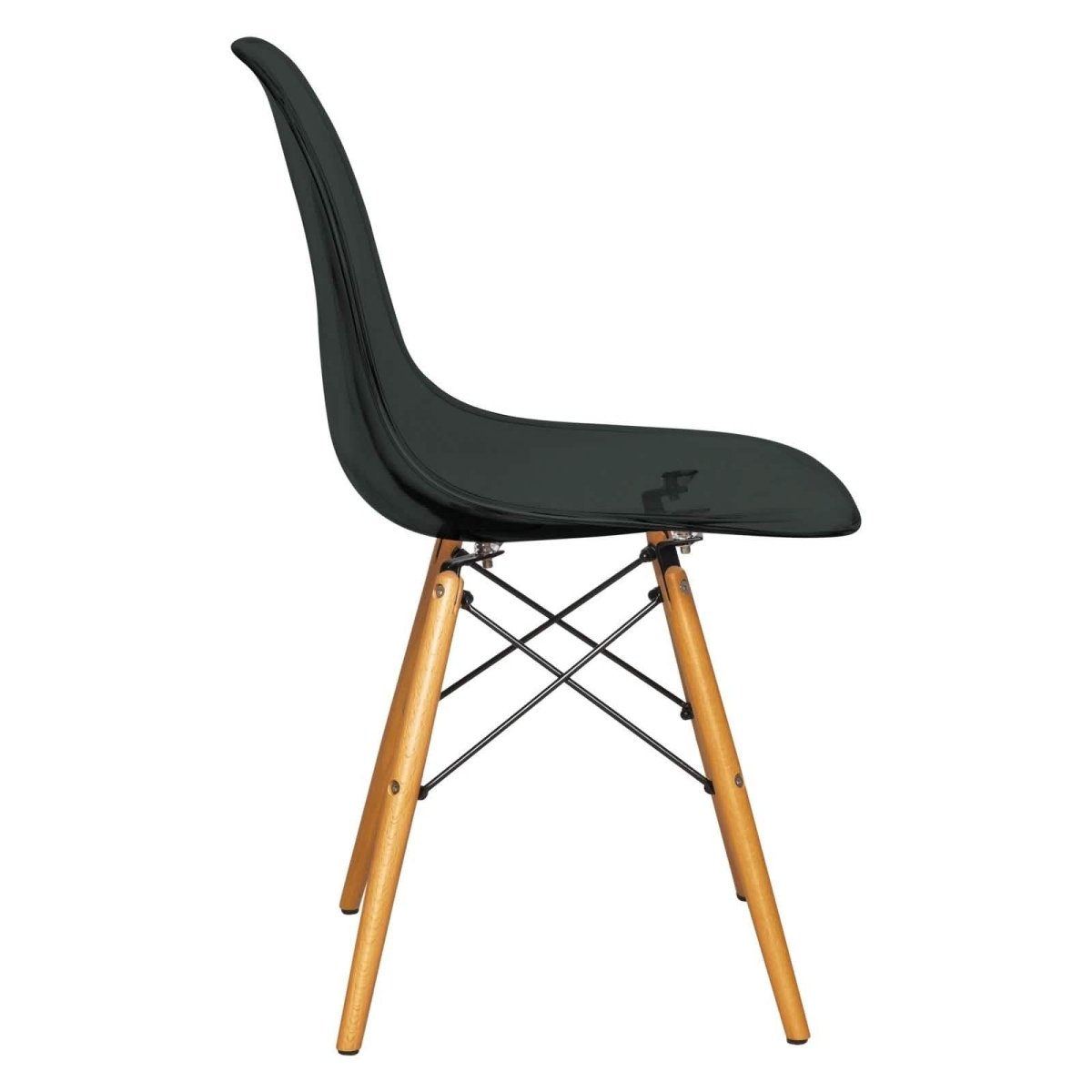 Cresco Modern Dining Side Chair in Curved Back Design with Multiple Base Options: Wood, Acrylic, Chrome & Gold Eiffel Design