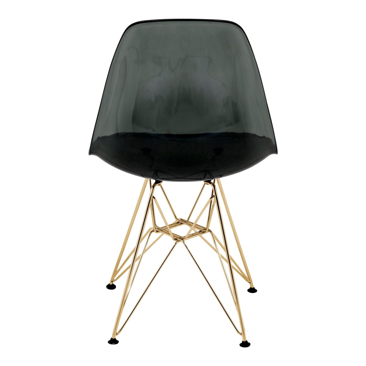 Cresco Modern Dining Side Chair in Curved Back Design with Multiple Base Options: Wood, Acrylic, Chrome & Gold Eiffel Design