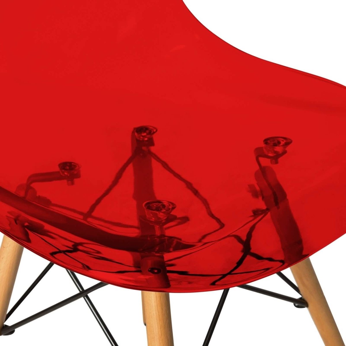 Cresco Modern Dining Side Chair in Curved Back Design with Multiple Base Options: Wood, Acrylic, Chrome & Gold Eiffel Design