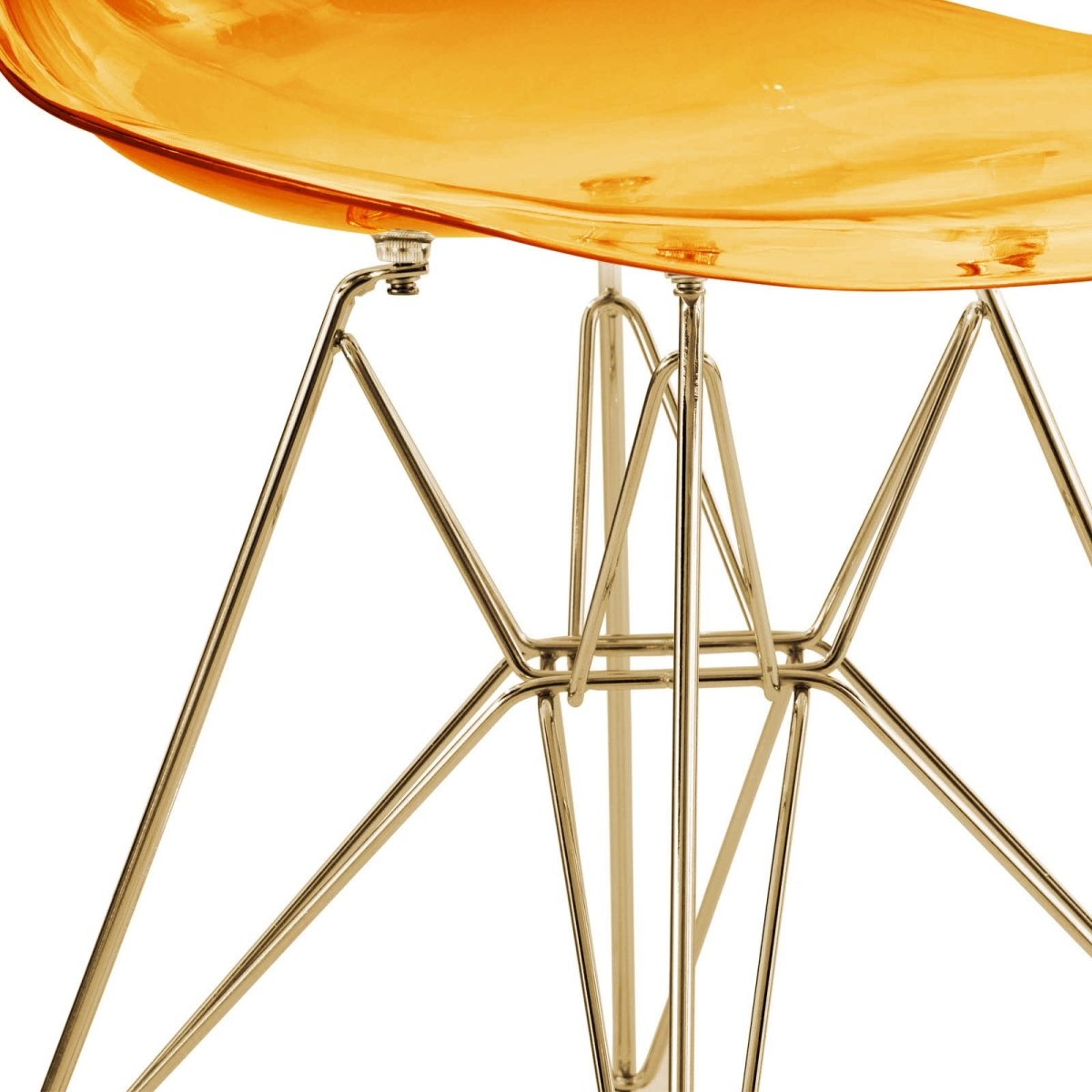 Cresco Modern Dining Side Chair in Curved Back Design with Multiple Base Options: Wood, Acrylic, Chrome & Gold Eiffel Design