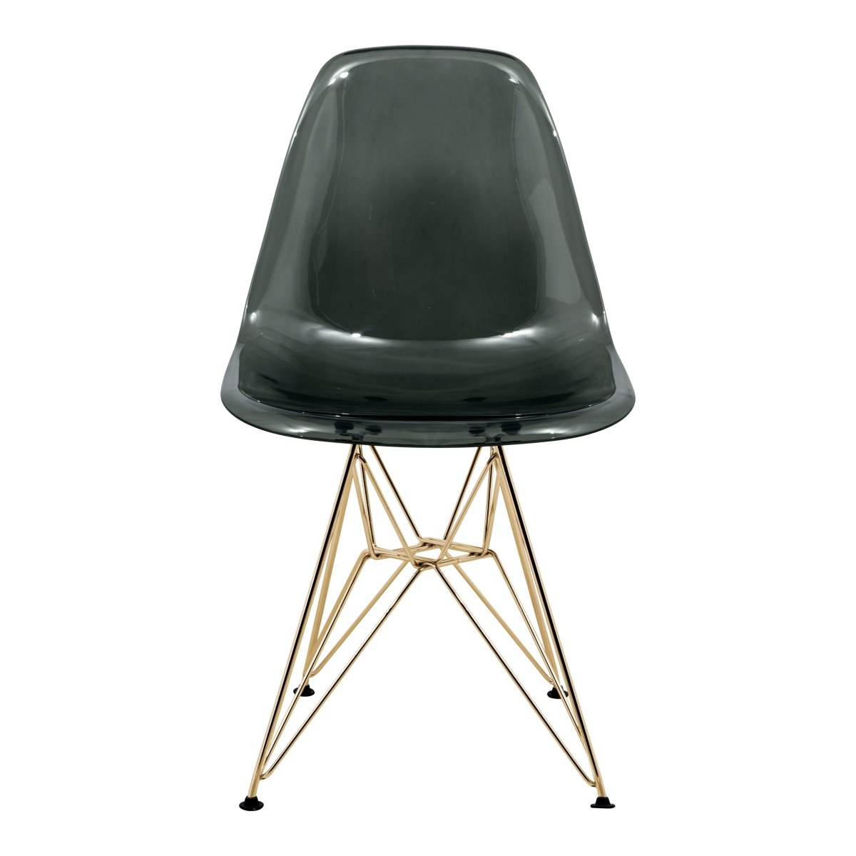 Cresco Modern Dining Side Chair in Curved Back Design with Multiple Base Options: Wood, Acrylic, Chrome & Gold Eiffel Design