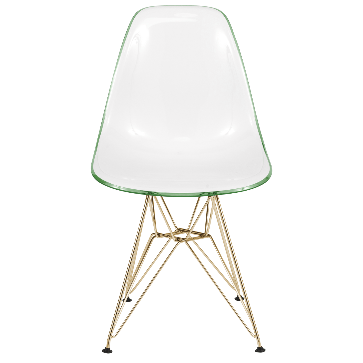 Cresco Modern Dining Side Chair in Curved Back Design with Multiple Base Options: Wood, Acrylic, Chrome & Gold Eiffel Design