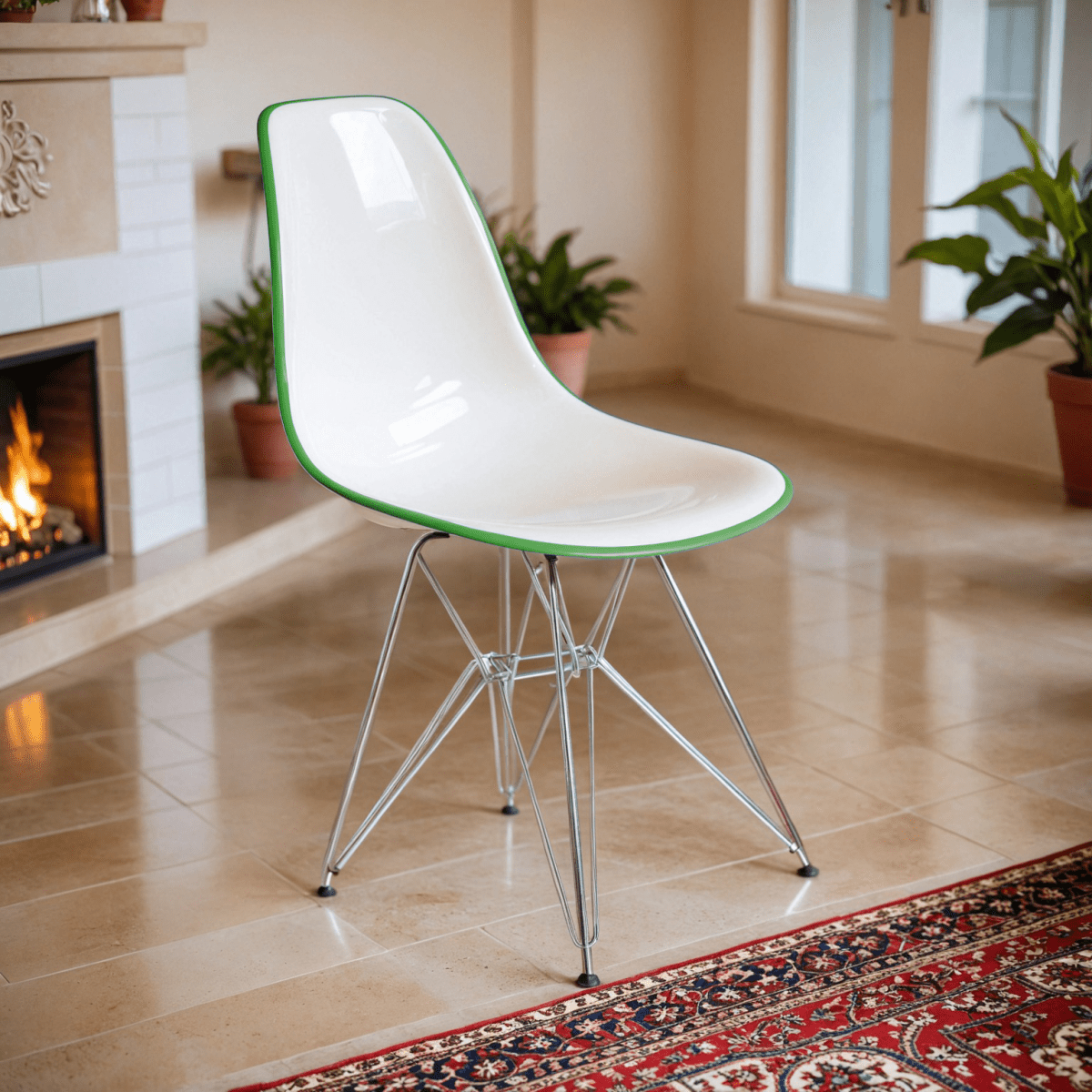 Cresco Modern Dining Side Chair in Curved Back Design with Multiple Base Options: Wood, Acrylic, Chrome & Gold Eiffel Design