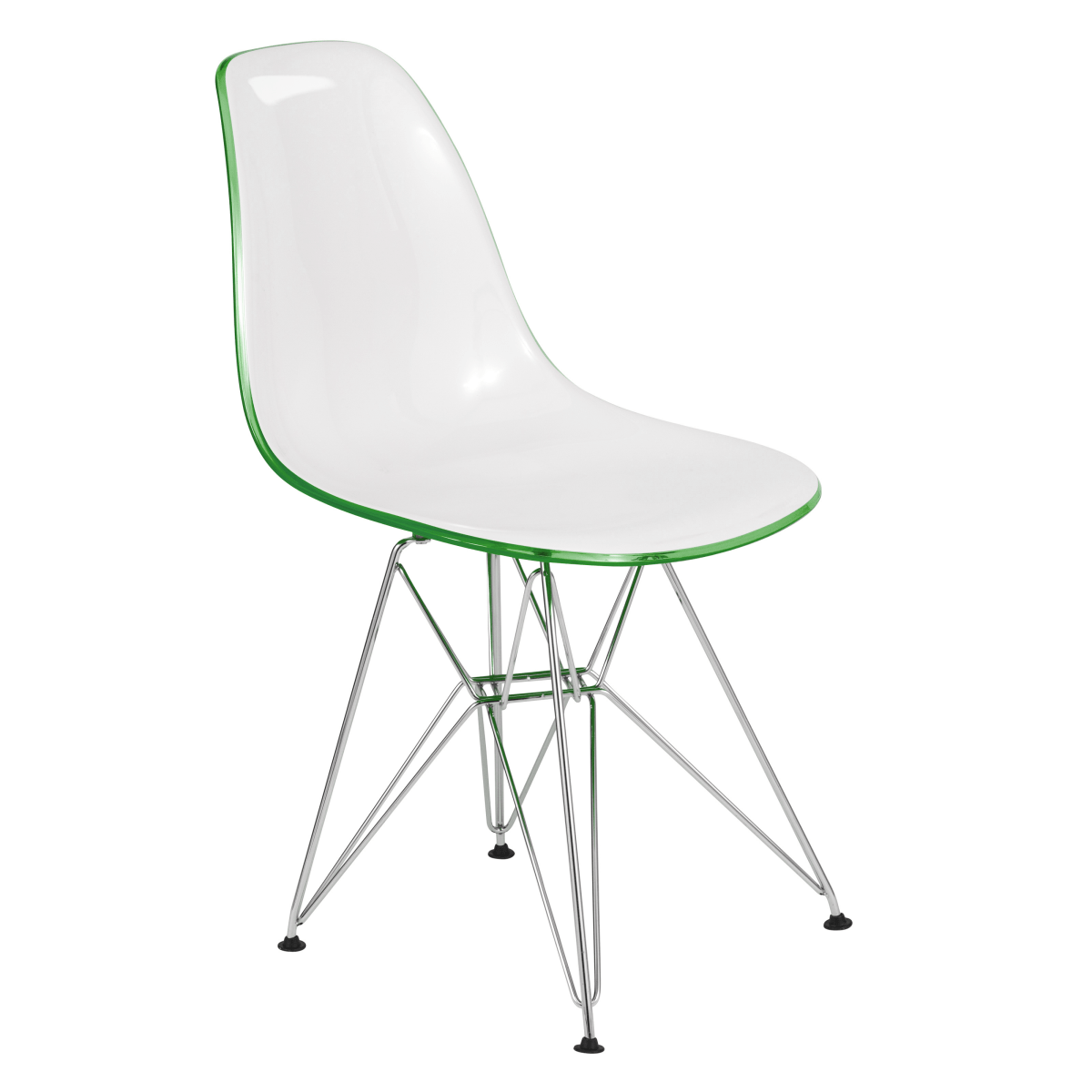 Cresco Modern Dining Side Chair in Curved Back Design with Multiple Base Options: Wood, Acrylic, Chrome & Gold Eiffel Design