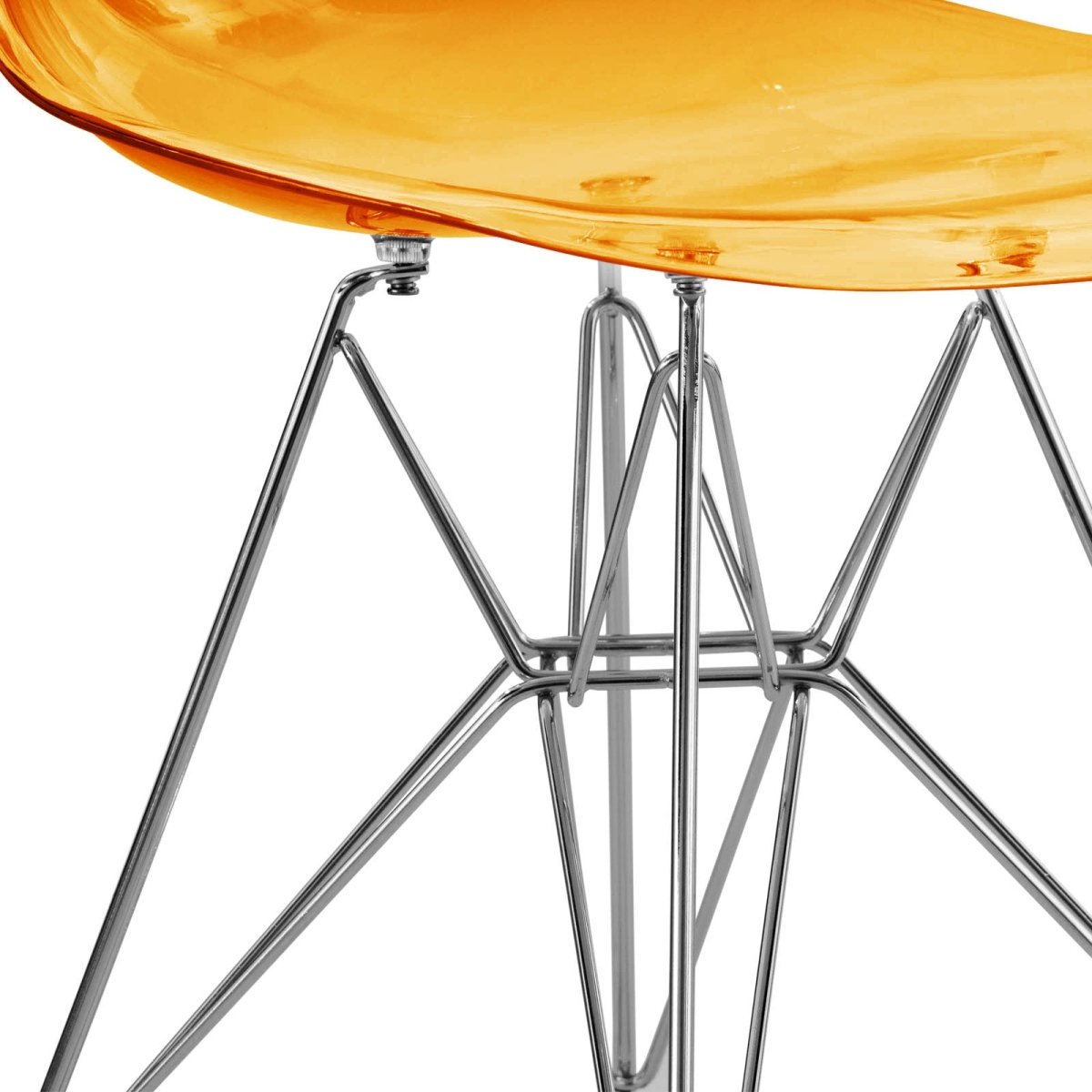 Cresco Modern Dining Side Chair in Curved Back Design with Multiple Base Options: Wood, Acrylic, Chrome & Gold Eiffel Design