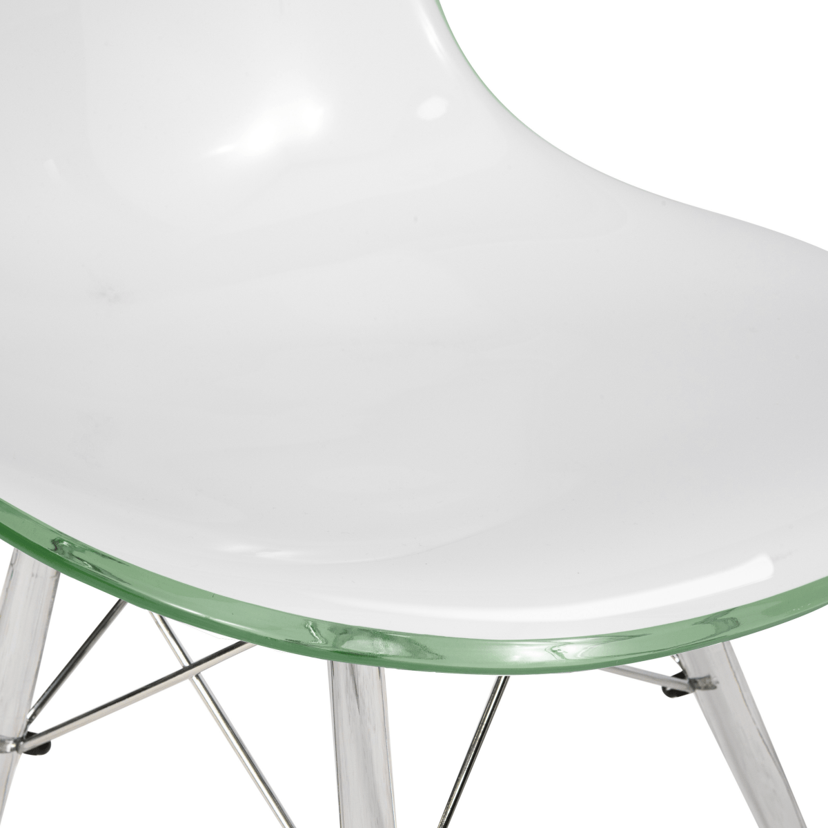 Cresco Modern Dining Side Chair in Curved Back Design with Multiple Base Options: Wood, Acrylic, Chrome & Gold Eiffel Design