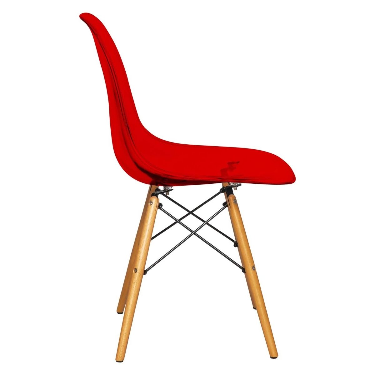 Cresco Modern Dining Side Chair in Curved Back Design with Multiple Base Options: Wood, Acrylic, Chrome & Gold Eiffel Design