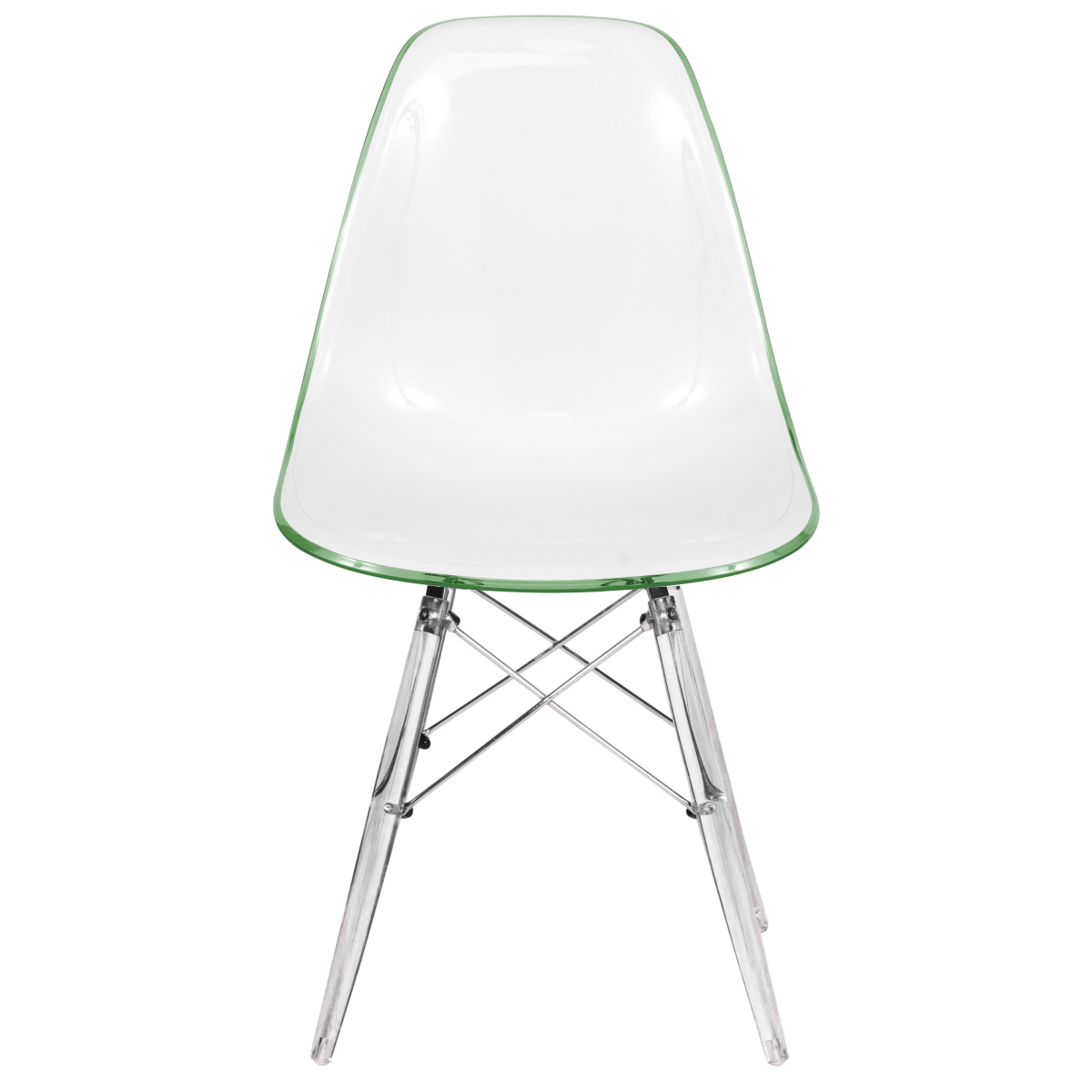 Cresco Modern Dining Side Chair in Curved Back Design with Multiple Base Options: Wood, Acrylic, Chrome & Gold Eiffel Design