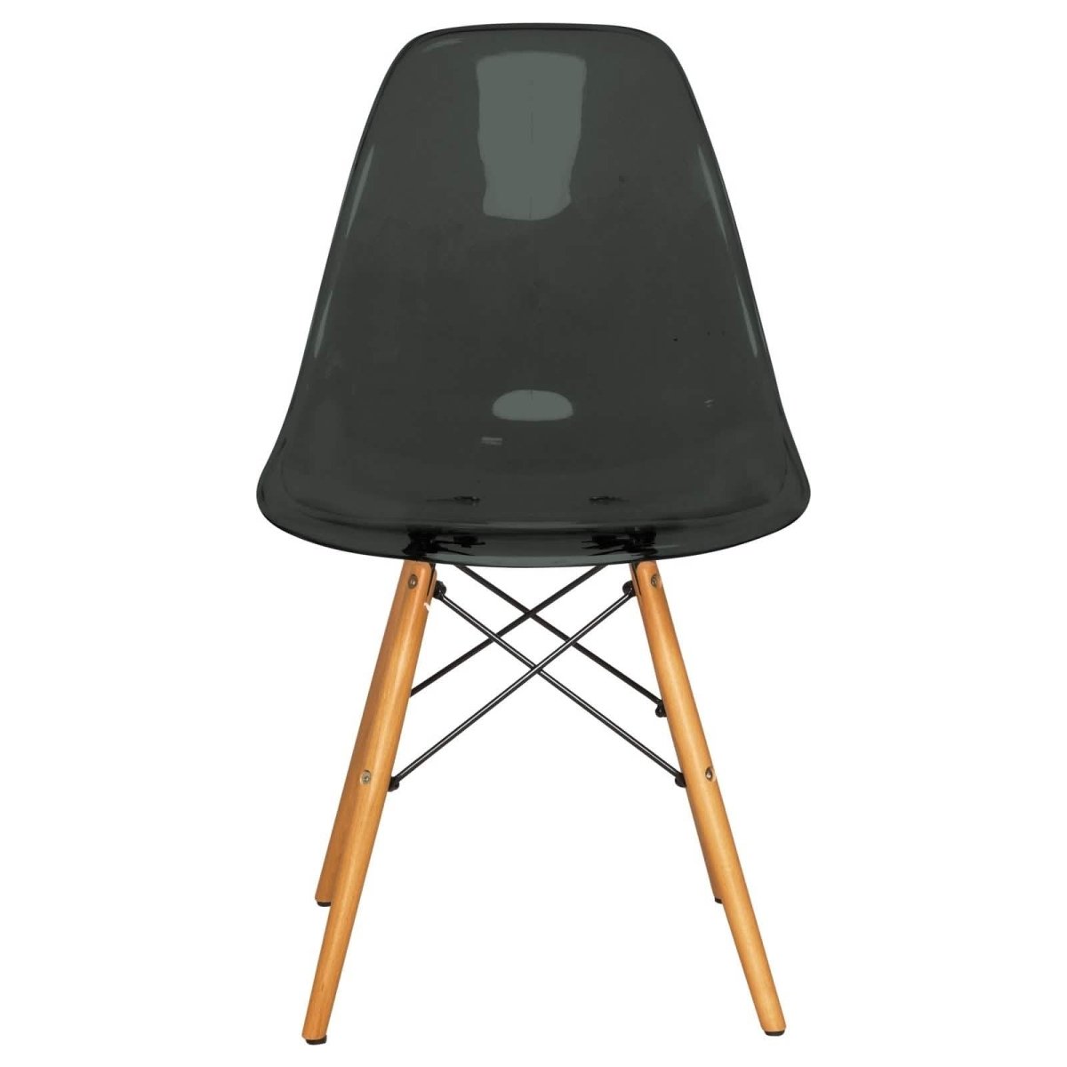 Cresco Modern Dining Side Chair in Curved Back Design with Multiple Base Options: Wood, Acrylic, Chrome & Gold Eiffel Design