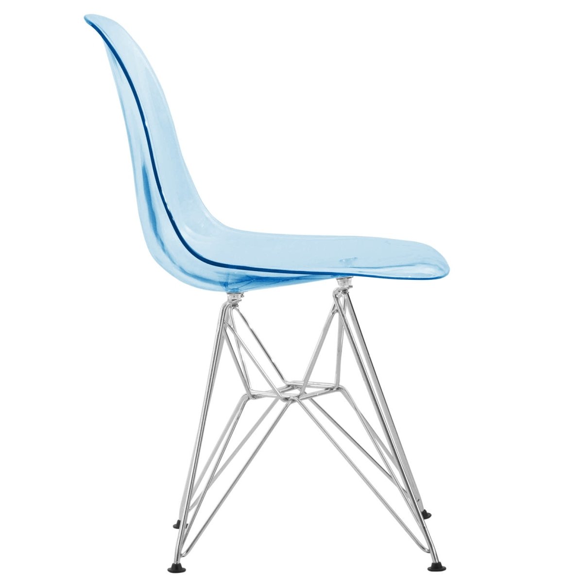Cresco Modern Dining Side Chair in Curved Back Design with Multiple Base Options: Wood, Acrylic, Chrome & Gold Eiffel Design