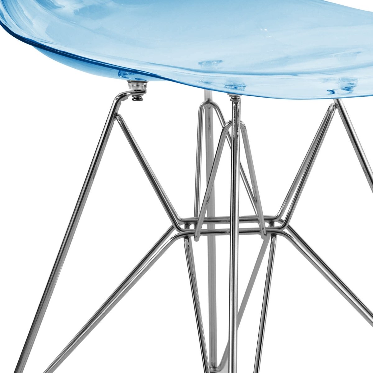Cresco Modern Dining Side Chair in Curved Back Design with Multiple Base Options: Wood, Acrylic, Chrome & Gold Eiffel Design