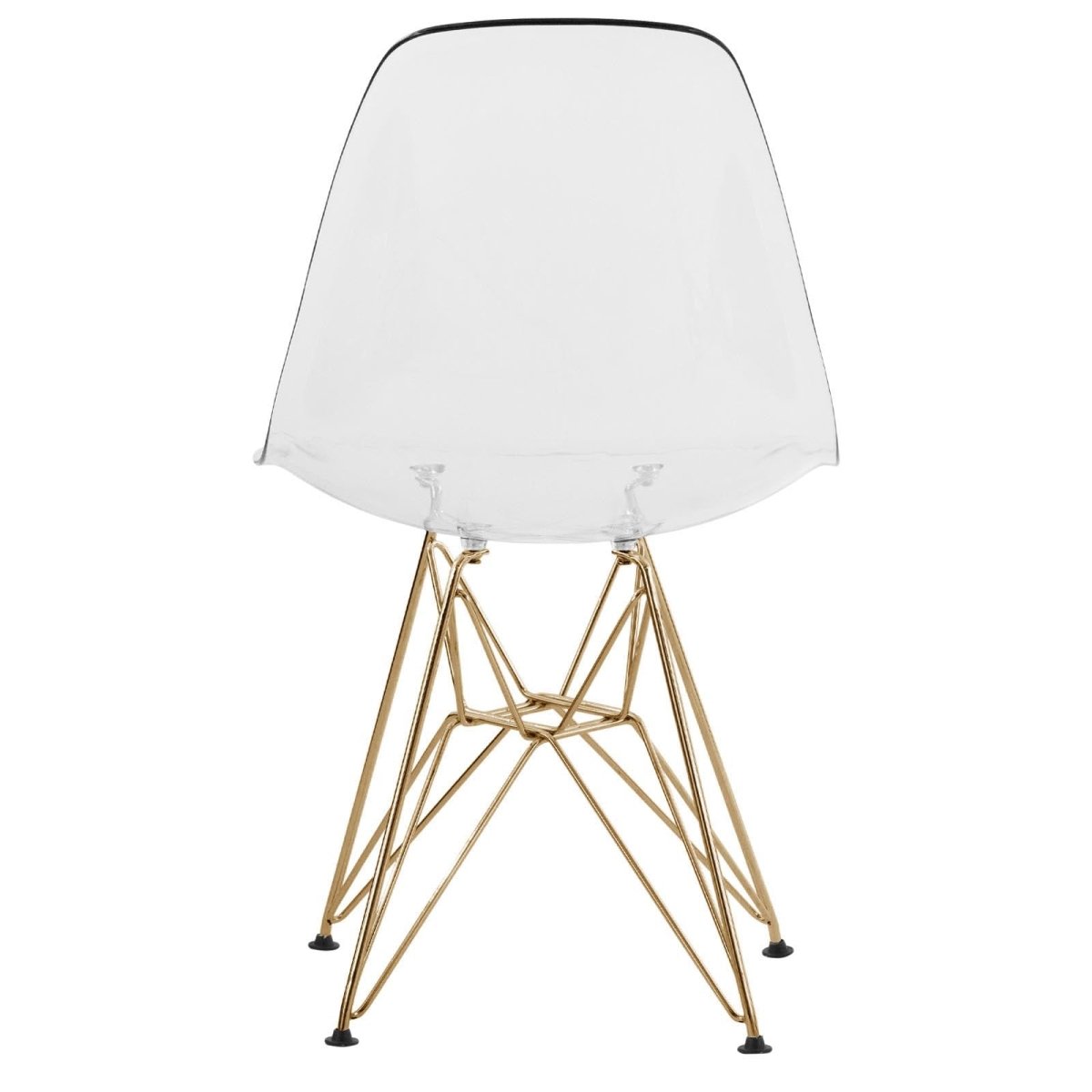 Cresco Modern Dining Side Chair in Curved Back Design with Multiple Base Options: Wood, Acrylic, Chrome & Gold Eiffel Design